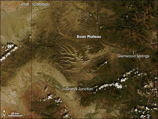 The Roan Plateau gas country of western Colorado, seen from above